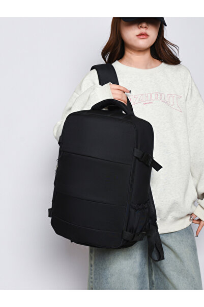 Take Two By Styli Black Backpack with Shoe Compartment