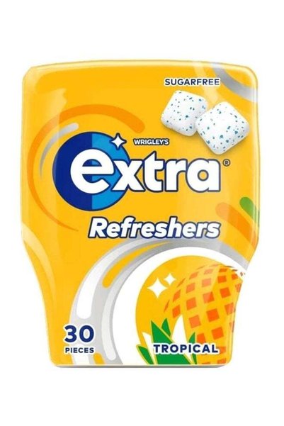 Extra Refreshers Tropical Flavour Sugarfree Chewing Gum, 30 Pieces 67g