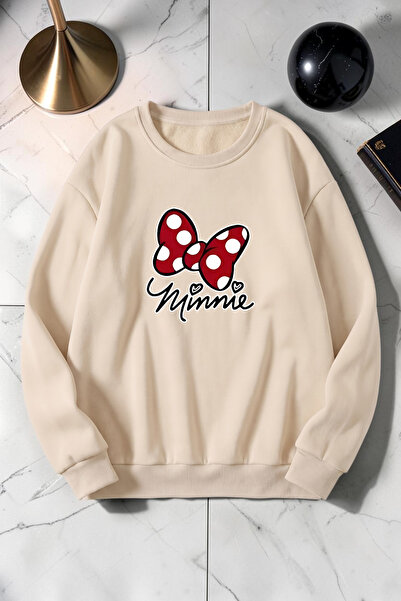 uyguntarz Hanorac unisex cu imprimeu Minnie, cu guler rotund