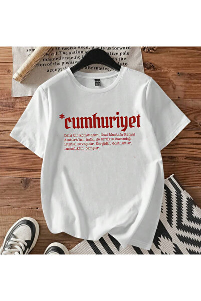 SUNFREE Cumhuri̇yet Printed Oversize Crew Neck Unisex Tshirt