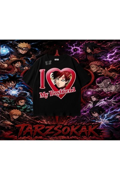 Tarzsokak تي شيرت Gaara Naruto Anime Character كبير الحجم للجنسين باللون الأبيض