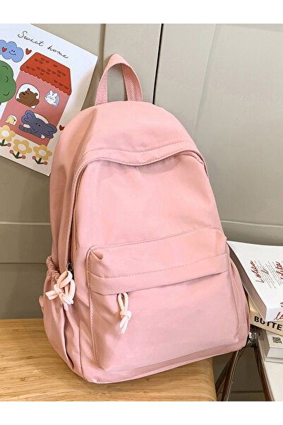Take Two By Styli Pink Plain Backpack