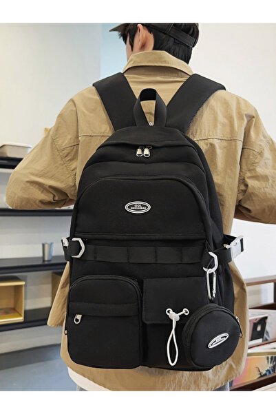 Take Two By Styli Black Plain Backpack