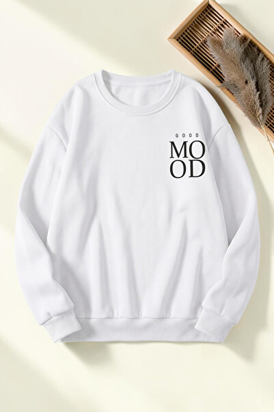 uyguntarz Unisex Φούτερ με στάμπα Good Mood και λαιμόκοψη ποδηλάτου