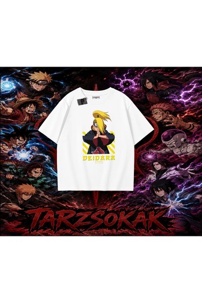 Tarzsokak تي شيرت Deidara Naruto Anime Character كبير الحجم للجنسين باللون ال...