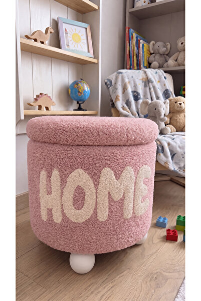pufftable Kişiye Özel İsim Yazılı Punch Puf Teddy Kumaş Sandıklı Top Ayaklı 4...