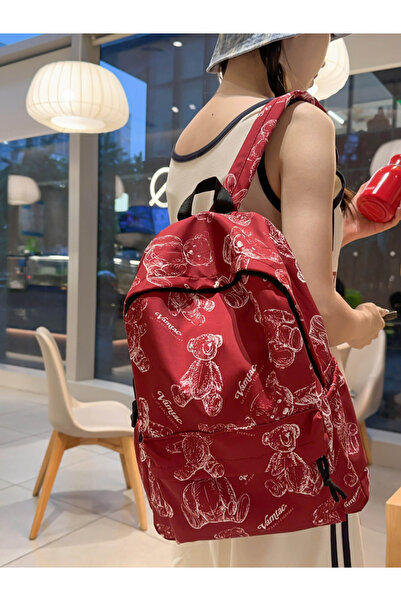 Take Two By Styli Vamtac Red Teddy Bear Print Backpack