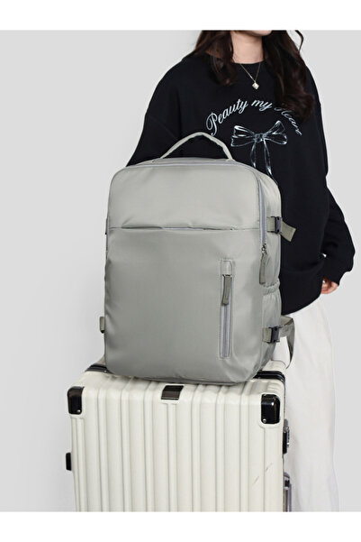 Take Two By Styli Grey Travel Backpack with Shoe Compartment