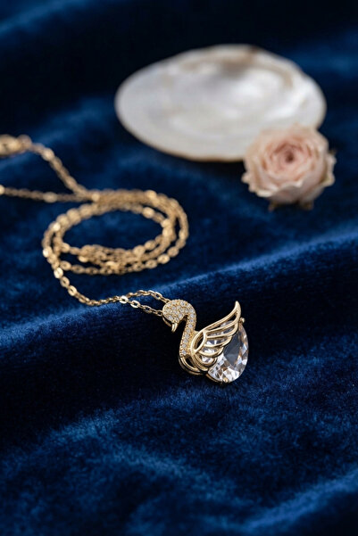 Lisinya 316L Steel Chain Gold Color Swan Model Women's Necklace -