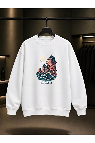 fame-stoned Kocaeli Kerpe Pink Rocks Printed Unisex 100% Cotton Sweatshirt