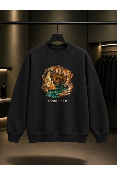fame-stoned Zonguldak Gökgöl Cave Printed Unisex 100% Cotton Sweatshirt