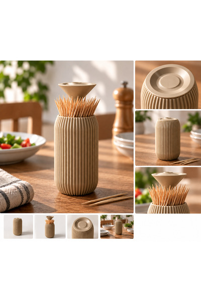3D Minimalist Kürdanlık – Kapaklı Modern Kürdan Kutusu ve Masa Üstü Dekoratif Kürdan Dispenseri