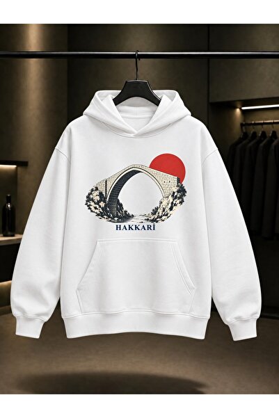fame-stoned Hakkari Şemdinli Stone Bridge Printed Unisex 100% Cotton Hooded S...