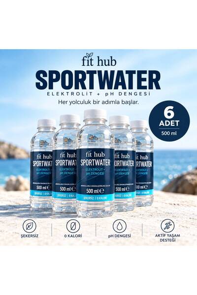 SportWater 500 ml. - Elektrolit İçeren Fonksiyonel İçecek - 6'lı Paket