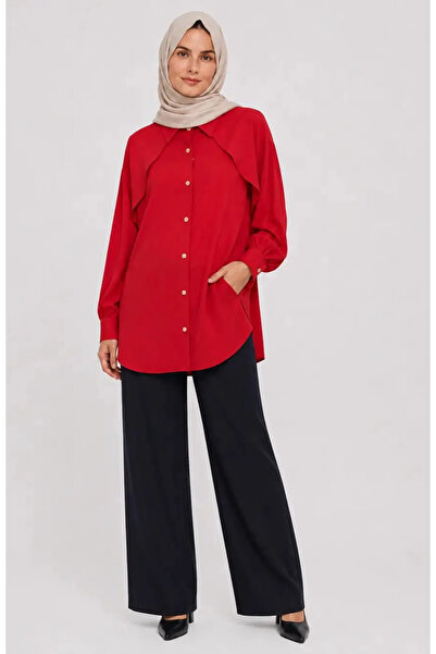 nazzain Cape Detailed Stone Buttoned Shirt