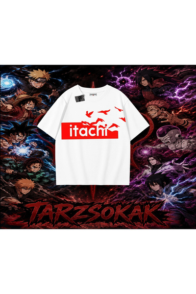 Tarzsokak تي شيرت Itachi Uchiha Naruto Anime Character كبير الحجم للجنسين بال...