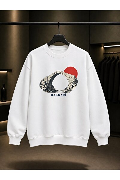 fame-stoned Hakkari Şemdinli Stone Bridge Printed Unisex 100% Cotton Sweatshirt
