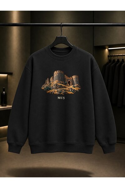 fame-stoned Mus Malazgirt Castle Printed Unisex 100% Cotton Sweatshirt