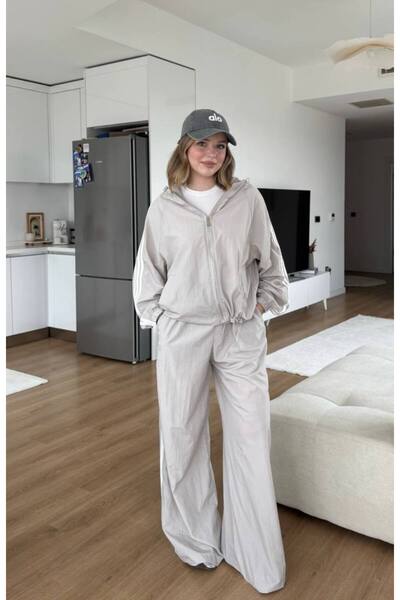 LİNDALİNA TEKSTİL Striped Detailed Tracksuit Set Oversize