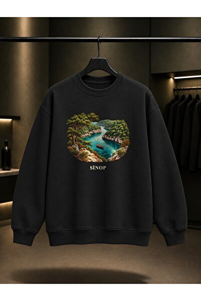 fame-stoned Sinop Hamsilos Dark Printed Unisex 100% Cotton Sweatshirt