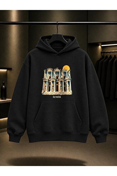 fame-stoned Izmir Efes Celsus Library Printed Unisex 100% Cotton Hooded Sweat...