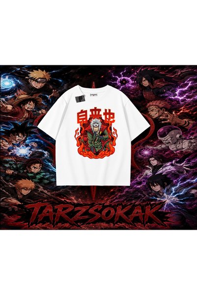 Tarzsokak تي شيرت Jiraiya Naruto Anime Character كبير الحجم للجنسين باللون ال...