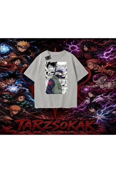 Tarzsokak Kakashi Hatake Naruto Anime Character Oversize Unisex T-Shirt White