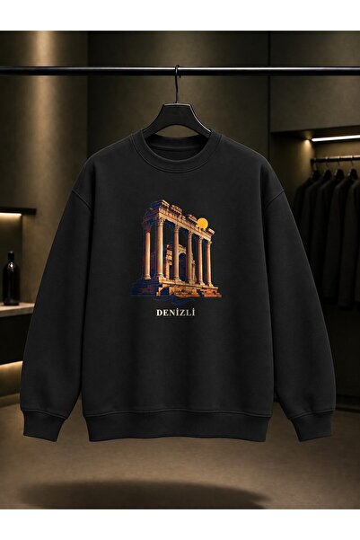 fame-stoned Denizli Laodikeia Ancient City Printed Unisex 100% Cotton Sweatshirt