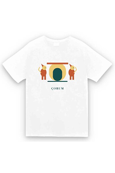 fame-stoned Çorum Hattuşa Lion Door Printed Unisex 100% Cotton T-Shirt