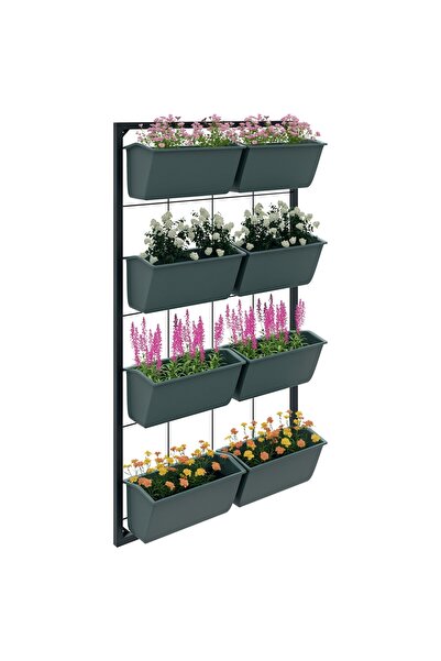 Generic Brand Etajeră pentru plante cu 8 ghivece, stivuibilă, rezistentă la i...