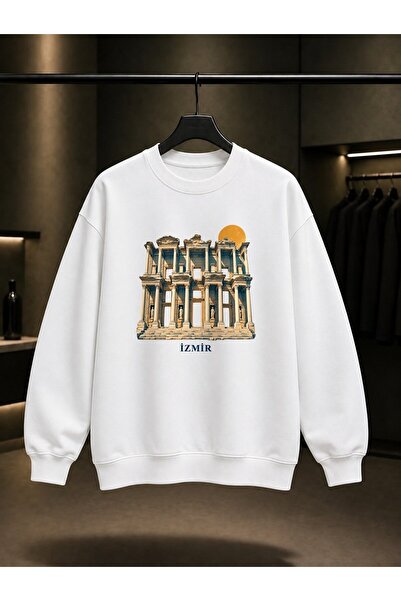 fame-stoned Izmir Efes Celsus Library Printed Unisex 100% Cotton Sweatshirt