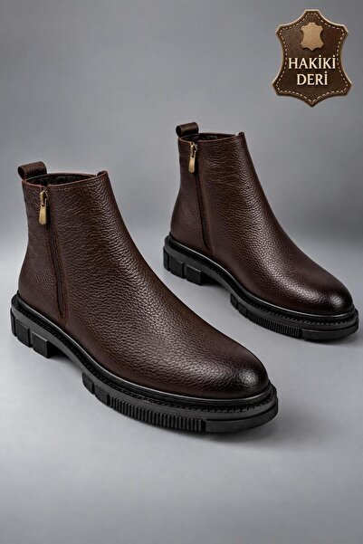 MY GROSS SHOES Chelsea Hakiki Deri Çift Fermuarlı Garantili Erkek Kışlık Bot