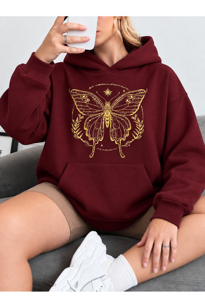 Revasser Unisex Kadın/Erkek GOLD KAPÜŞON Baskılı Özel Tasarım Oversize Pamukl...