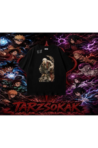 Tarzsokak تي شيرت Jiraiya Naruto Anime Character كبير الحجم للجنسين باللون ال...