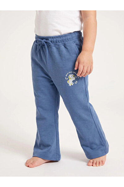 Styli Baby Girl Blue Graphic Print Drawstring Straight Leg Joggers