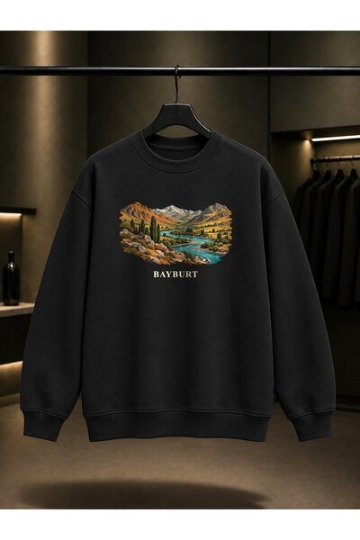 fame-stoned Bayburt Çoruh Vadisi Printed Unisex 100% Cotton Sweatshirt