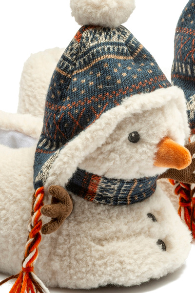 Twigy Snowman Kadın, Garson Boy Hayvanlı Panduf Beyaz 36/41
