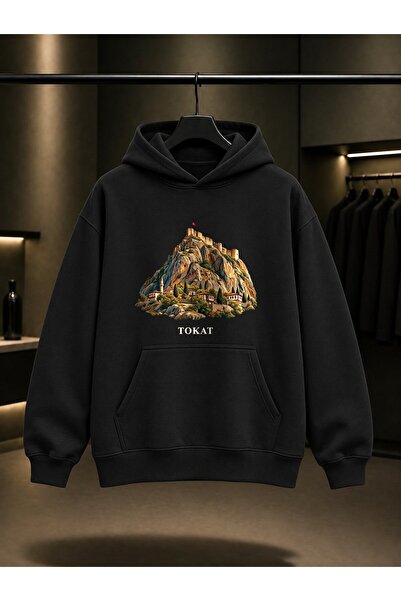 fame-stoned Tokat Castle Printed Unisex 100% Cotton Hooded Sweatshirt
