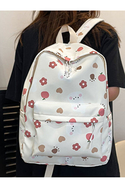 Take Two By Styli Peach Floral Heart Print Backpack