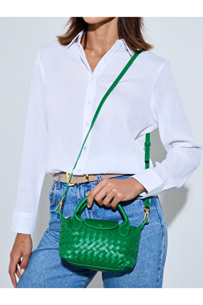 Styli Green Woven Crossbody Bag