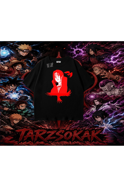 Tarzsokak تي شيرت Itachi Uchiha Naruto Anime Character كبير الحجم للجنسين بال...