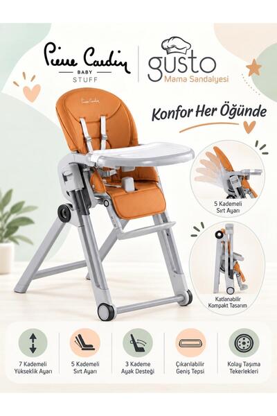Pierre Cardin GUSTO PRİMO MAMA SANDALYESİ PORTATİF KATLANIR YÜKSEKLİK AYARLI ...