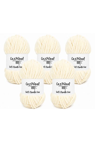 Coziwool Kadife El Örgü İpliği Soft Chenille Fine 5'li paket, 5X100 Gr. 160 M...