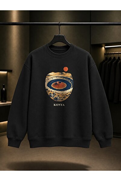 fame-stoned Konya Meke Crater Lake Printed Unisex 100% Cotton Sweatshirt