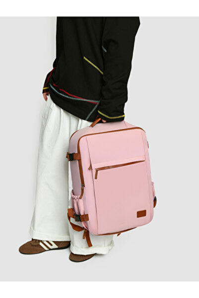 Take Two By Styli Pink Travel Backpack with Shoe Compartment