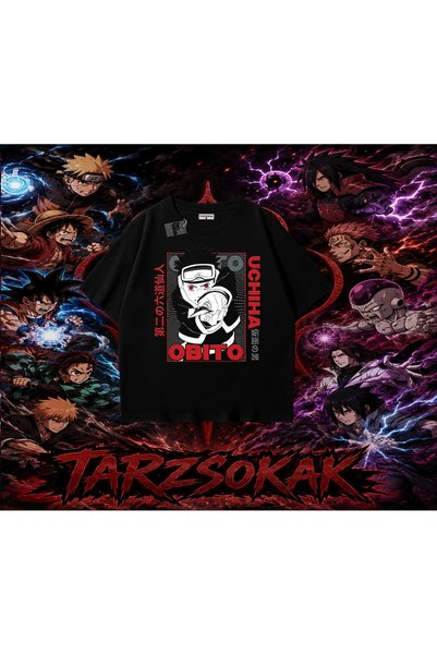 Tarzsokak تي شيرت أوبيتو أوتشيها ناروتو أنمي كاركتر أوفر سايز للجنسين باللون ...