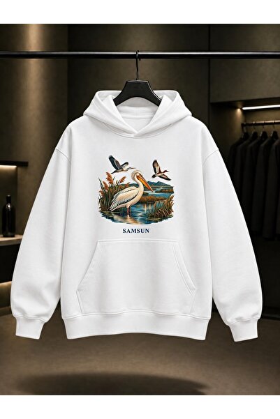 fame-stoned Samsun Kızılırmak Delta Printed Unisex 100% Cotton Hooded Sweatshirt