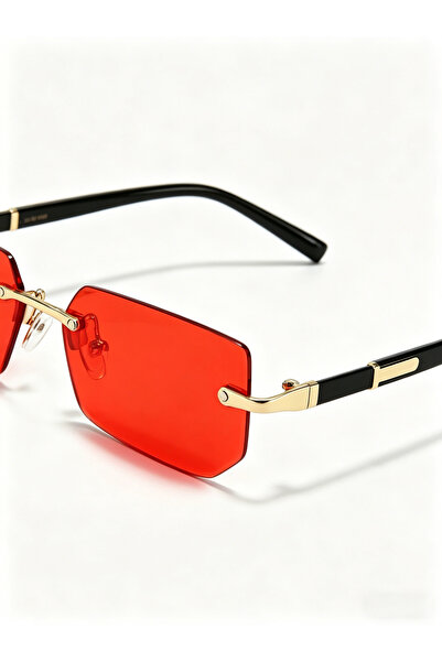 Take Two By Styli Black Rectangle Rimless Sunglasses