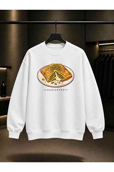 fame-stoned Gaziantep Katmer Printed Unisex 100% Cotton Sweatshirt