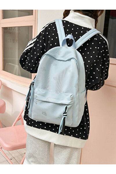 Take Two By Styli Blue Butterfly Pattern Backpack